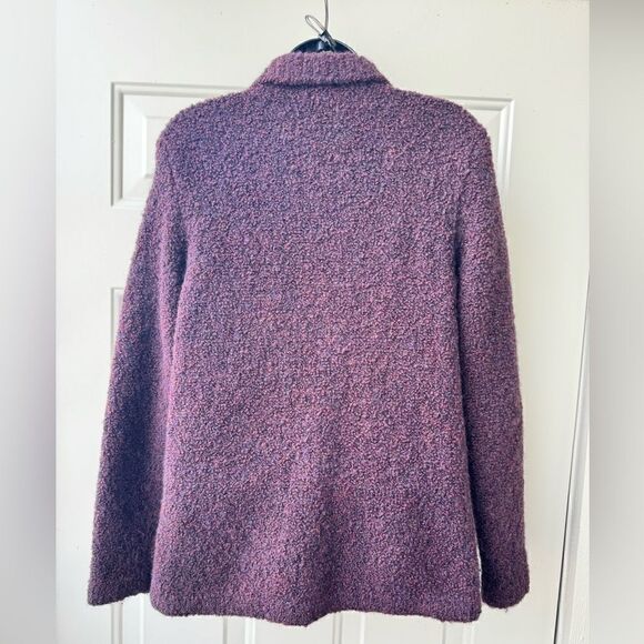 Talbots Wool Sweater Jacket Women Purple Black Full Zip Collar Cardigan Sz S - Picture 5 of 10